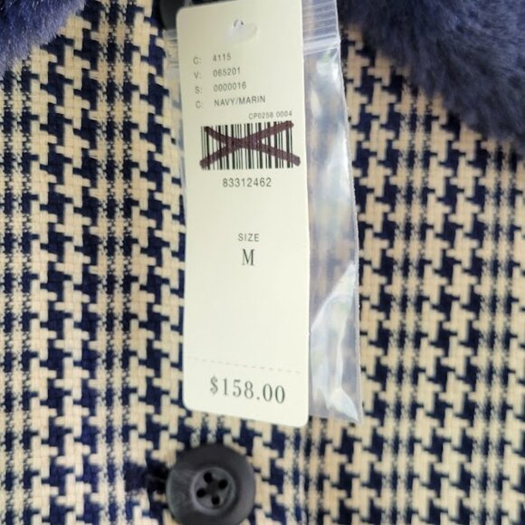 ANTHROPOLOGIE MAEVE tweed faux fur-collar jacket Sz M NEW - Picture 11 of 11